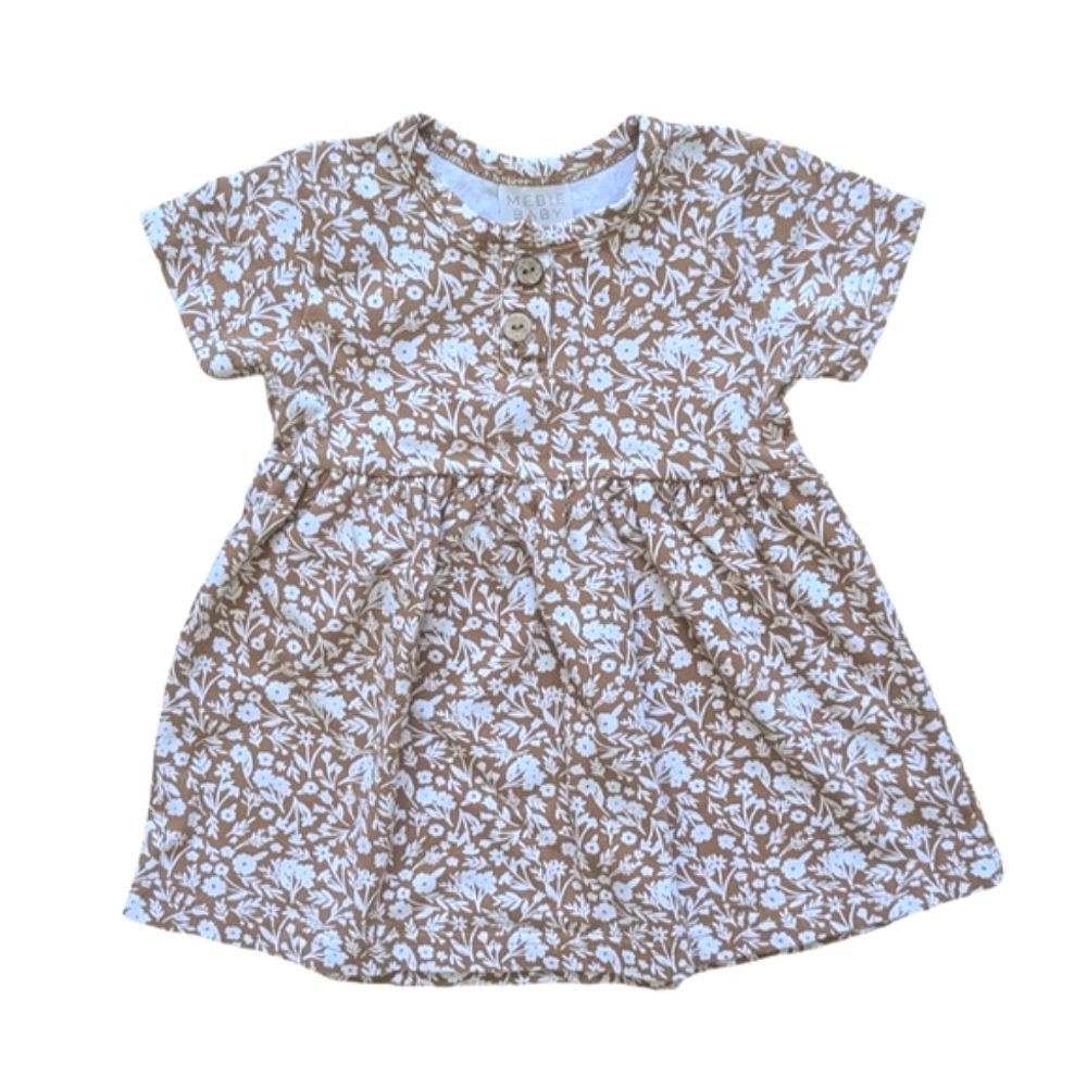 Mebie Baby Floral Henley Short Sleeve Dress - Size 3-6M